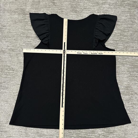 Torrid Shirt Womens Plus Size 5X Black Ribbed Ruffle Sleeve Sleeveless - Picture 8 of 10